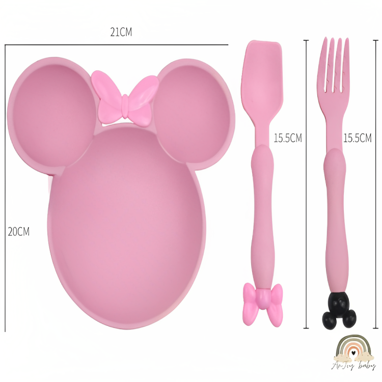 Kit Alimentação Minnie Tigela Garfo e Colher