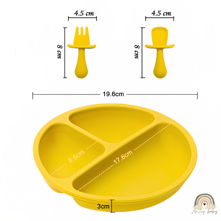 Kit Tigela Garfo e Colher De Silicone