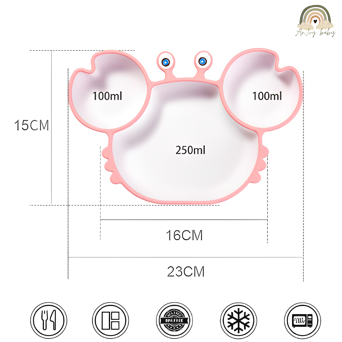 Pratinho Caranguejo Antiderrapante Silicone Bebê