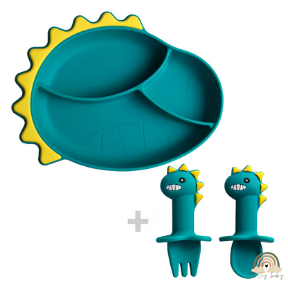 Kit Alimentação Em Silicone Desenho Animado Dinossauro