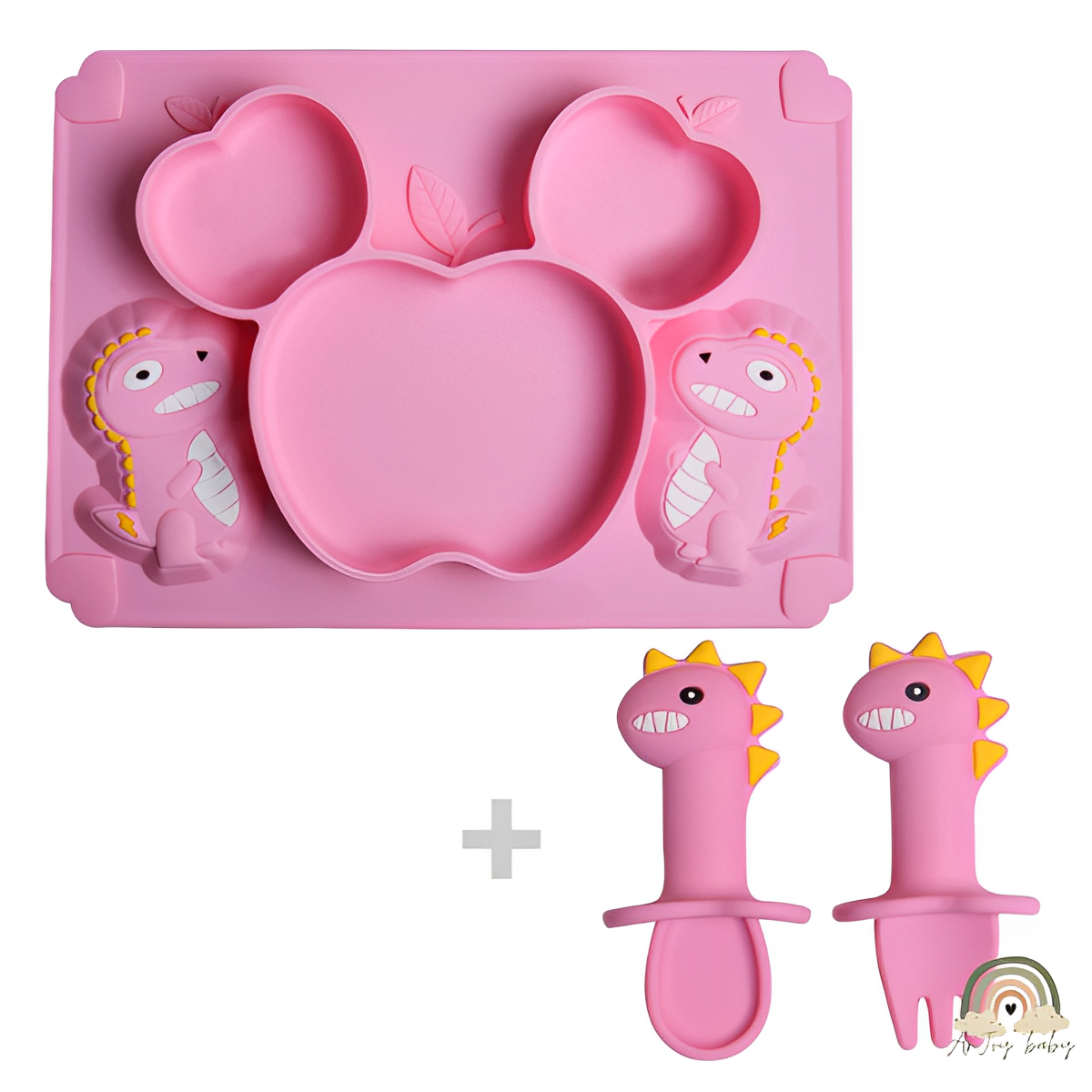 Kit Alimentação Em Silicone Desenho Animado Dinossauro