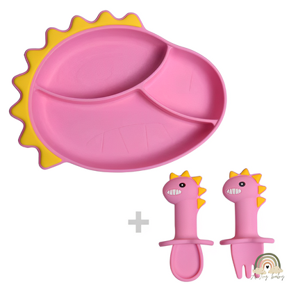 Kit Alimentação Em Silicone Desenho Animado Dinossauro