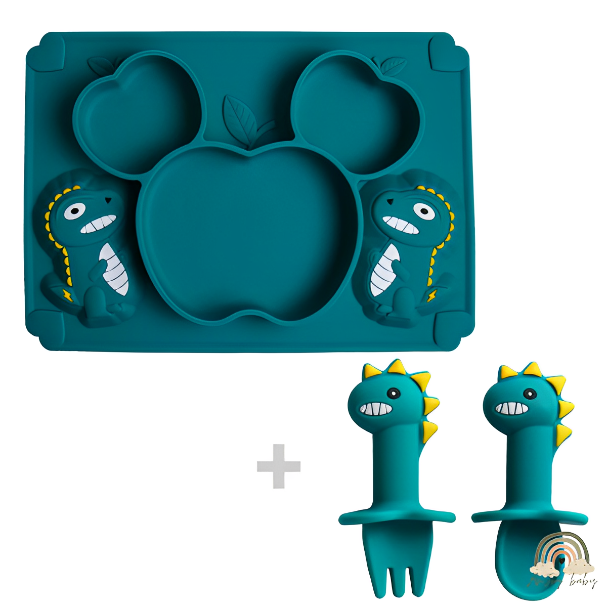 Kit Alimentação Em Silicone Desenho Animado Dinossauro