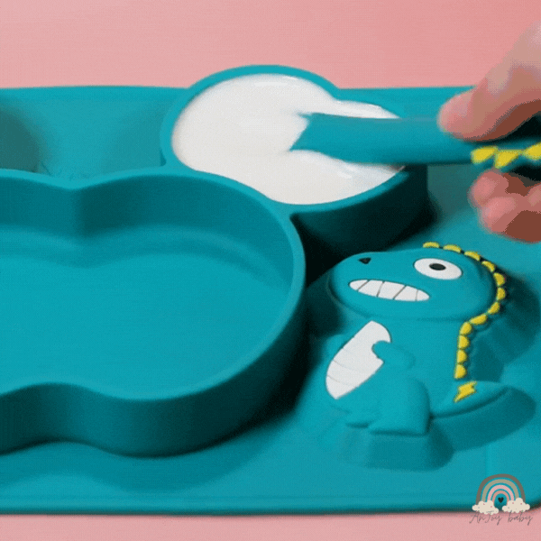 Kit Alimentação Em Silicone Desenho Animado Dinossauro – Anjoy Baby